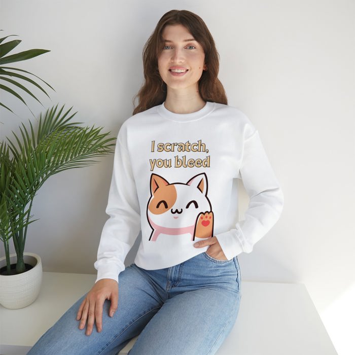 I Scratch You Bleed Cat Lover Unisex Heavy Blend™ Crewneck Sweatshirt | Sizes SM-4XL