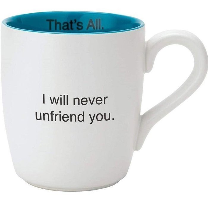 I Will Never Unfriend You Ceramic Coffee Mug | Tea Cup Drinkware | 16 oz.