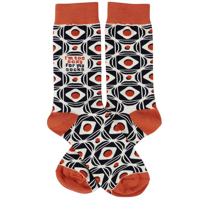 I'm Too Sexy For My Socks Retro Inspired Socks - Unisex Thick Crew Socks Art Deco Motif