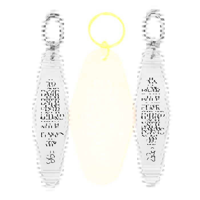 I’m a Boomer But Not the Fox News Kind Motel Style Keychain in White