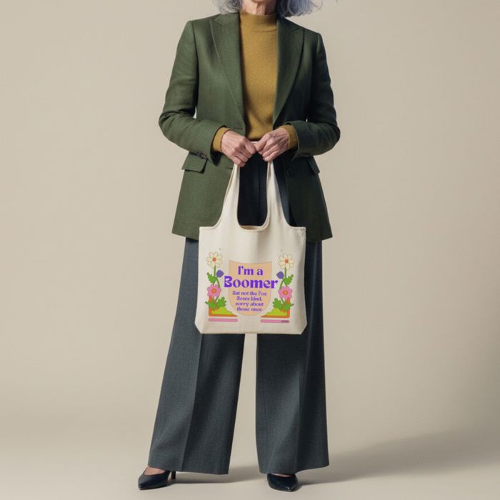I'm a Boomer But Not the Fox News Kind Slouchy Canvas Tote in Natural