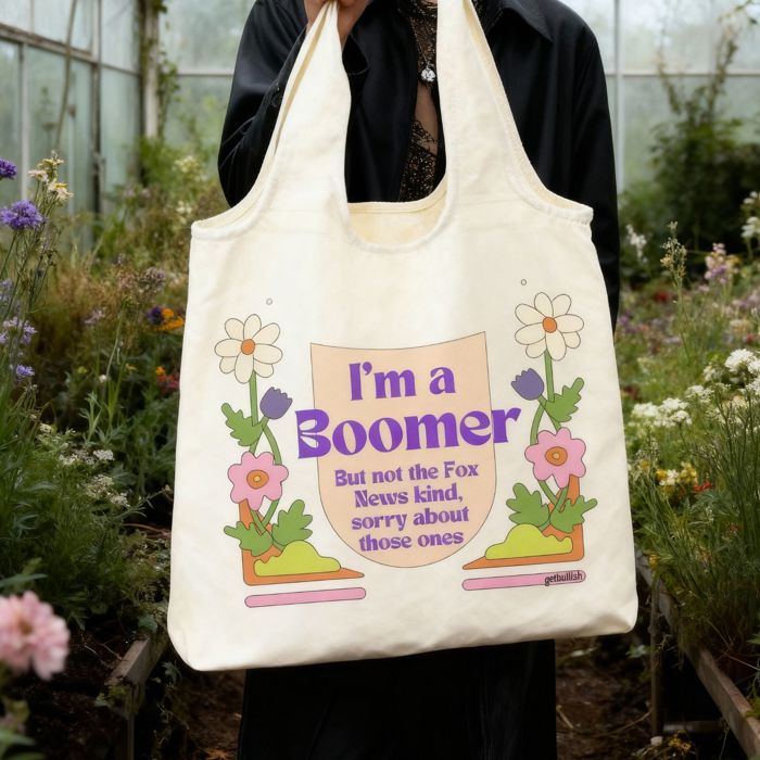 I'm a Boomer But Not the Fox News Kind Slouchy Canvas Tote in Natural