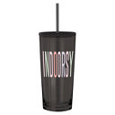 Indoorsy Glass Tumbler with Straw | Coffee Cocktail Black Glass | 20oz
