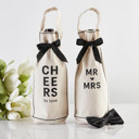  Mr and Mrs Wine Bag | Cotton Canvas Carrier Beverage Gift Bag | Wedding Anniversary Gift