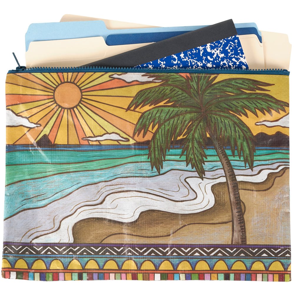 Jumbo Pouch Beach Days Zipper Folder | Double-sided Organizer Pouch | 14.25" x 10"