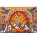  Jumbo Pouch Think Happy Thoughts Zipper Folder in Rainbow and Flowers Design | Organizer Pouch Recycled Material | 14.25" x 10"