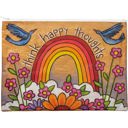  Jumbo Pouch Think Happy Thoughts Zipper Folder in Rainbow and Flowers Design | Organizer Pouch Recycled Material | 14.25" x 10"