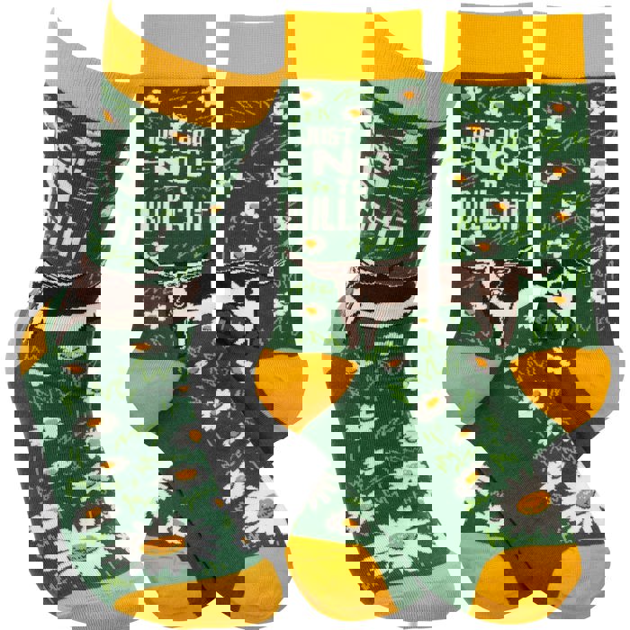 Just Say No To Bullshit Funny Socks in Green and Yellow | Unisex