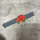  Large Rose Distressed Denim Choker Necklace