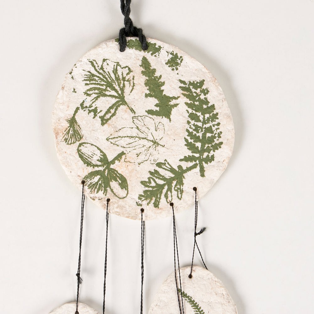 Leaf Study Hanging Decor | Paper-mache Nature-themed Wall Display | 3.75" x 15"