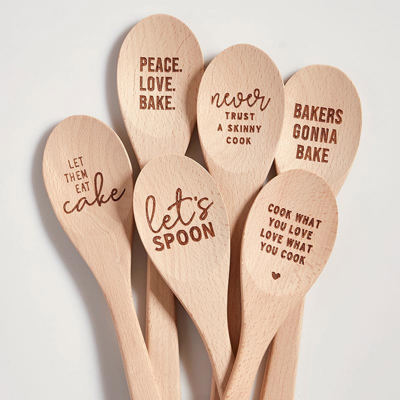 Giftable Wooden Spoons with Cute Sayings in Gift Bags | Kitchen Gift Stocking Stuffer