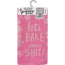  Let's Bake Some Shit Woven Pink Funny Snarky Dish Cloth Towel | Ultra Soft and Absorbent Jacquard | All-Over Design | Unfolds 20" x 28" | Giftable