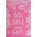  Let's Bake Some Shit Woven Pink Funny Snarky Dish Cloth Towel | Ultra Soft and Absorbent Jacquard | All-Over Design | Unfolds 20" x 28" | Giftable