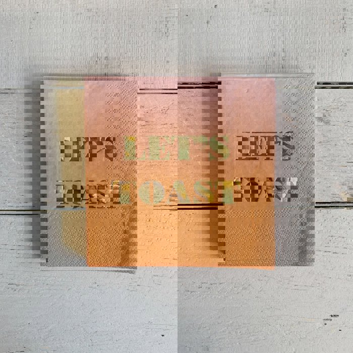 Let's Toast Foil Beverage Napkins | Gold Foil Cocktail Napkin | 5" Square