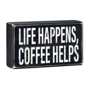  Life Happens, Coffee Helps Box Sign | Wooden Box Wall Tabletop Decor | 6" x 3.5"