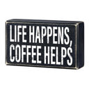  Life Happens, Coffee Helps Box Sign | Wooden Box Wall Tabletop Decor | 6" x 3.5"