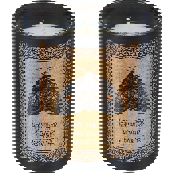 Light The Path Journey's End Jar Candle | Moth in Frosted Black Glass | 35hrs Burn Time