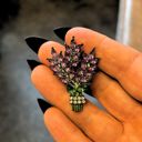  Lilac Brooch Pin 2" Purple Gemstone Floral Jewelry | Vintage Metal Alloy