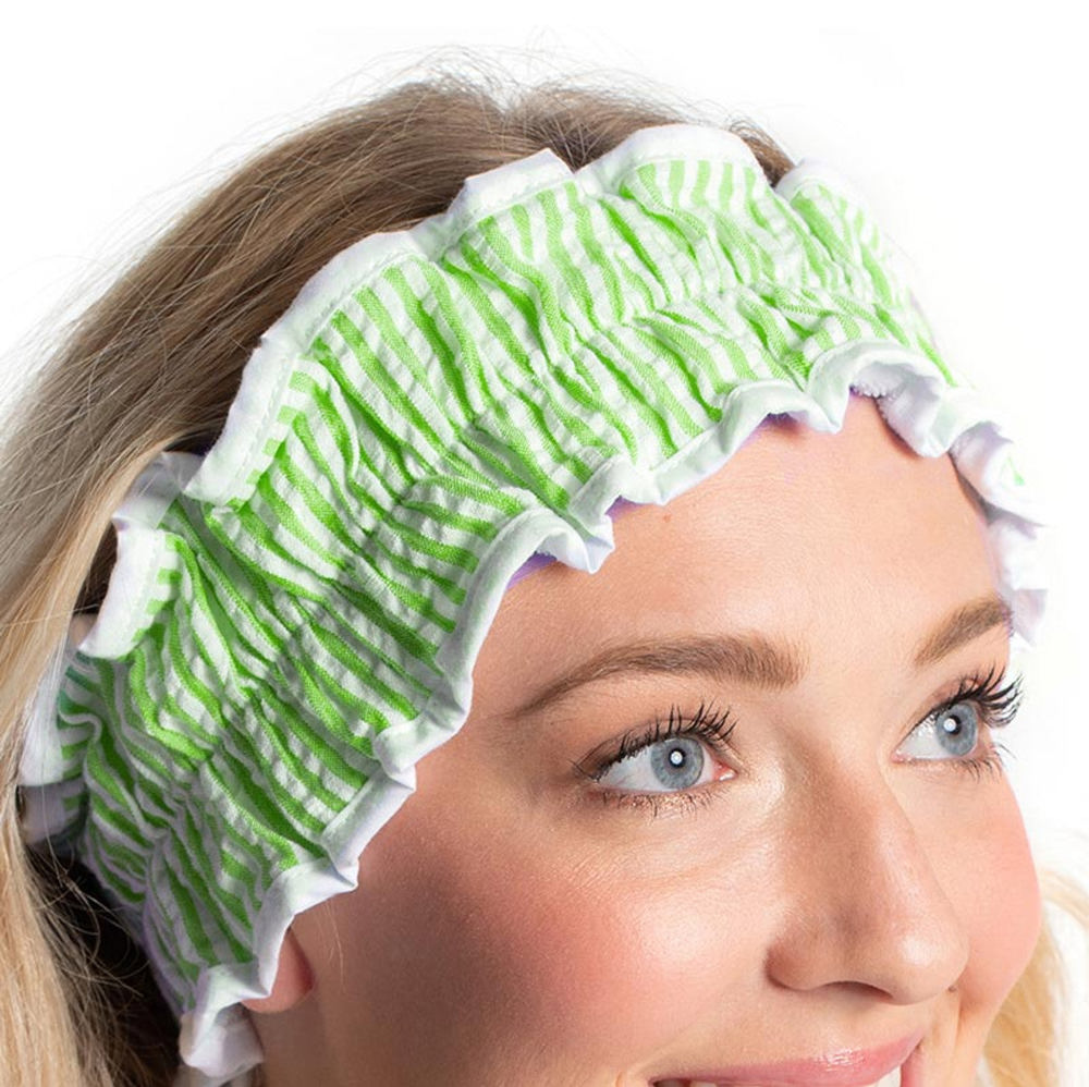 Lime Seersucker Spa Headband | Hair Band for Skincare Facial After Shower