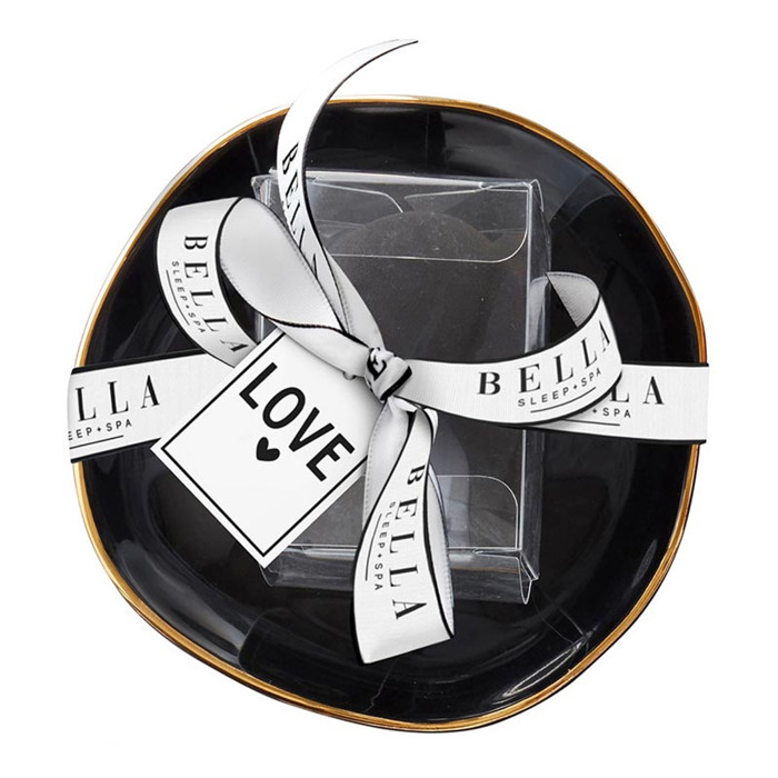 Love Black Ceramic Tray with Makeup Sponge Gift Set | Cosmetic Giftable Beauty Tools Set