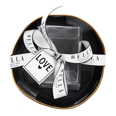 Love Black Ceramic Tray with Makeup Sponge Gift Set | Cosmetic Giftable Beauty Tools Set