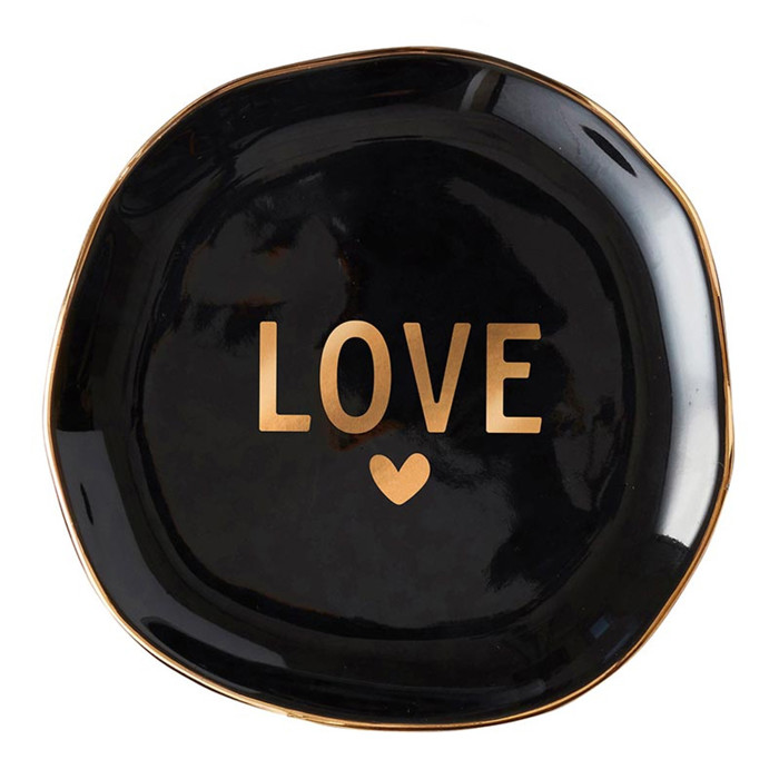 Love Black Ceramic Tray with Makeup Sponge Gift Set | Cosmetic Giftable Beauty Tools Set