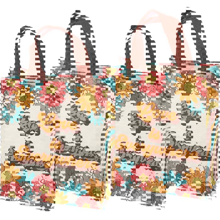Love Is Everywhere Small Daily Tote Bag | Shopping Market Lunch Storage Bag | 8.75" x 10.25" x 4.75"