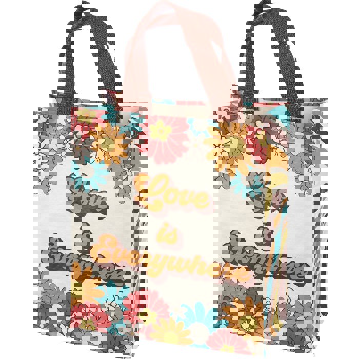 Love Is Everywhere Small Daily Tote Bag | Shopping Market Lunch Storage Bag | 8.75" x 10.25" x 4.75"