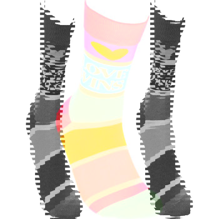 Love Wins Heart Stripes Crew Socks for Pride | Unisex Rainbow One Size