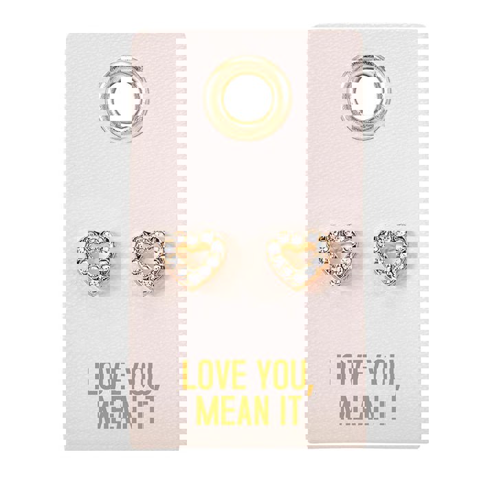 Love You Mean It Heart Rhinestone Stud Earrings | On a Gift Tag
