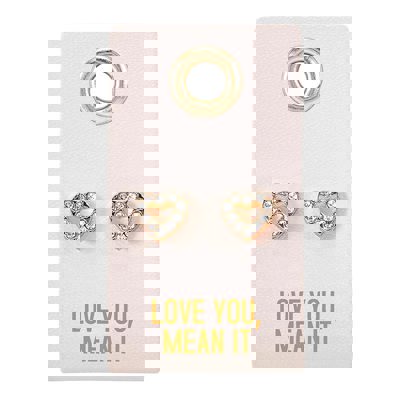 Love You Mean It Heart Rhinestone Stud Earrings | On a Gift Tag
