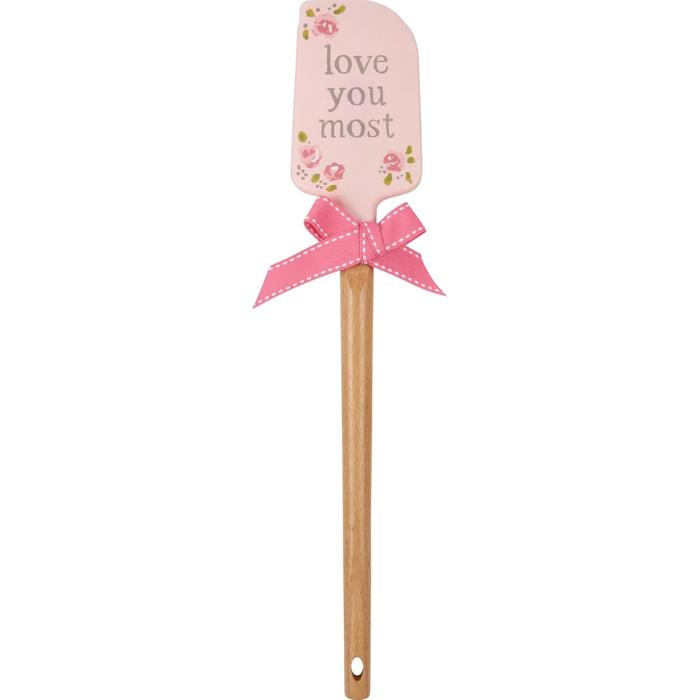 Love You Most Decorative Spatula | Wooden Handle Double-Sided Silicone Turner Flipper
