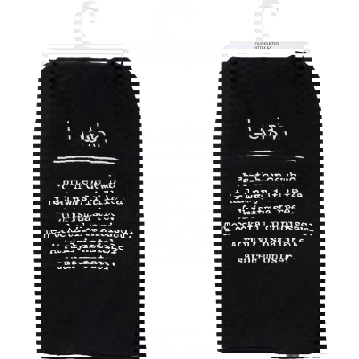 Lush - The One Who's Lit Like a Christmas Tree Funny Black Cotton Dish Cloth Towel | 28" x 28"