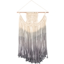  Macramé Woven Mid-Size Swag Wall Hanging | Dip-Dye Gray Ombré Knotted Fiber Art | 16" x 17"