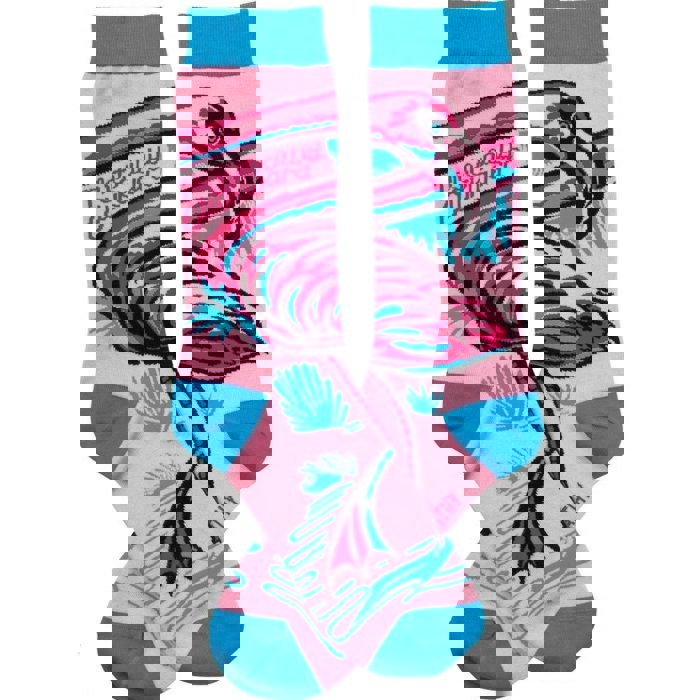 Majestically Awkward Bold Pink Flamingo Socks | Wraparound Art | Unisex One Size