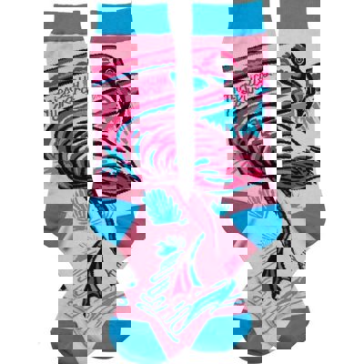 Majestically Awkward Bold Pink Flamingo Socks | Wraparound Art | Unisex One Size