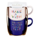  Make A Wish Birthday Stackable Ceramic Coffee/Tea Mugs | Set of 2 | Gift for Her