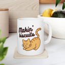  Makin' Biscuits Cat Ceramic Mug 11oz | Coffee Tea Cup Drinkware | Funny Cat Lover Gift