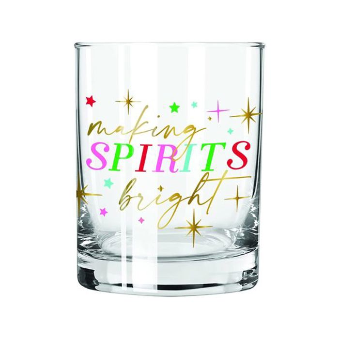 Making Spirits Bright Glass DOF | Holiday Whiskey Cocktail Glass | 12oz