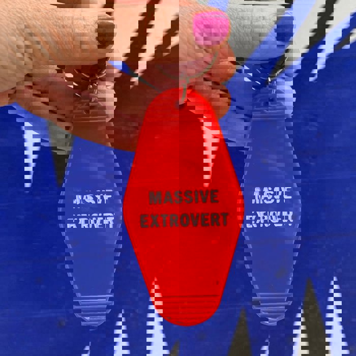 Massive Extrovert Motel Style Keychain In Red