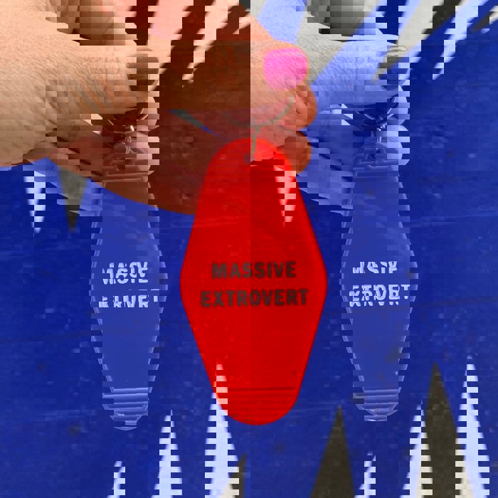 Massive Extrovert Motel Style Keychain In Red