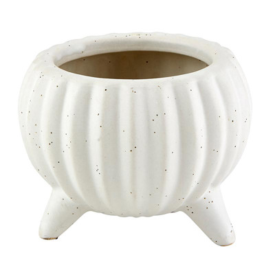Matte Dot Cream Planter with Legs | Decorative Ceramic Plant Pot | 4" x 3.5"