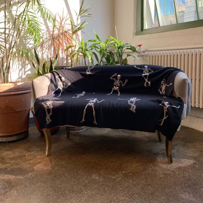 Halloween Reversible Skeletons Throw Blanket | Double-Sided Knitted Throw | 50" x 60"