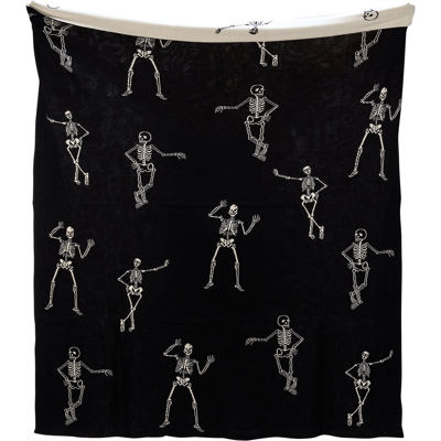 Halloween Reversible Skeletons Throw Blanket | Double-Sided Knitted Throw | 50" x 60"
