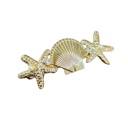  Mermaid Parade Gold Hair Clip with Sea Stars and Shell