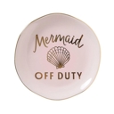  Mermaid off Duty Round Trinket Tray | Pink with Gold Accents | Ceramic | 4.5" Dia