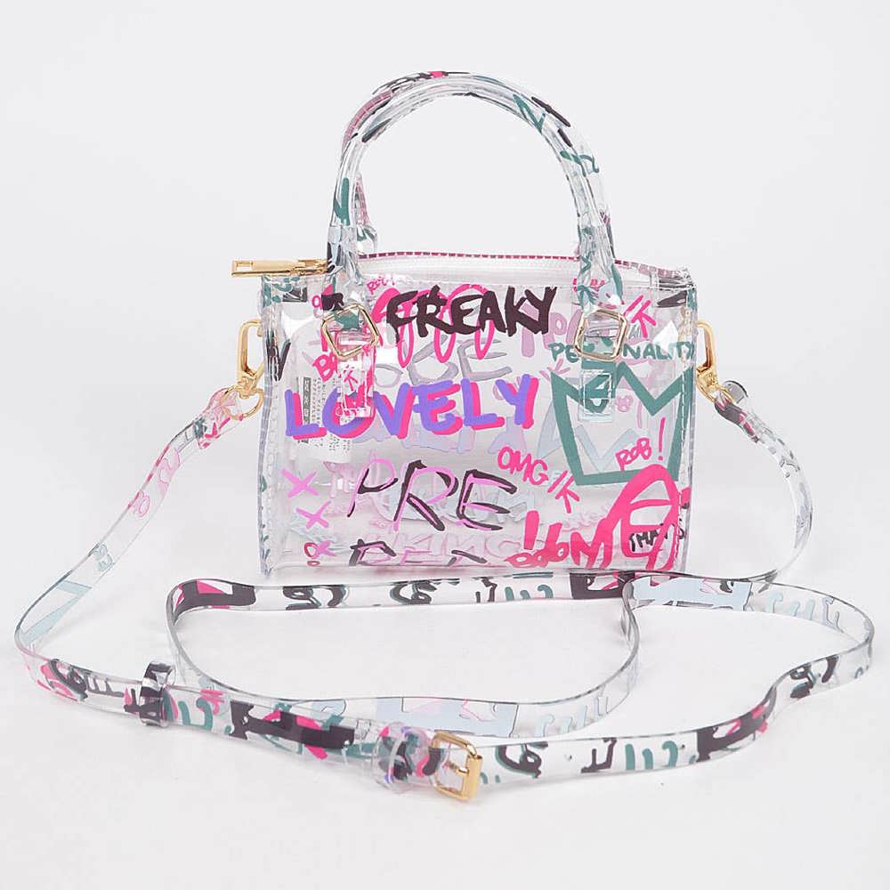 Mini Graffiti PVC Tiny Crossbody Bag in 3 Colors | Transparent Purse Handbag Stocking Stuffer 