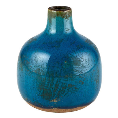 Mini Vase in Ocean Blue | Ceramic Plants Flower Container Decor | 3.25" x 3.75"