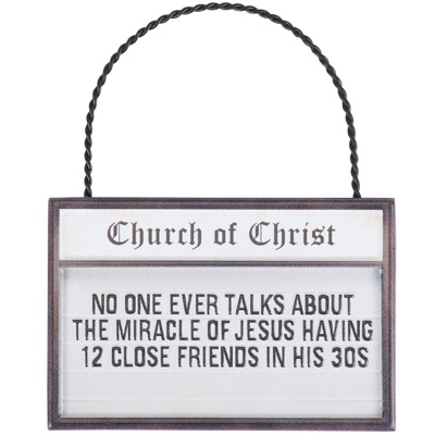 Miracle Of Jesus Ornament | Metal Church Sign Faith Home Decor | 3" x 2" x 0.25"