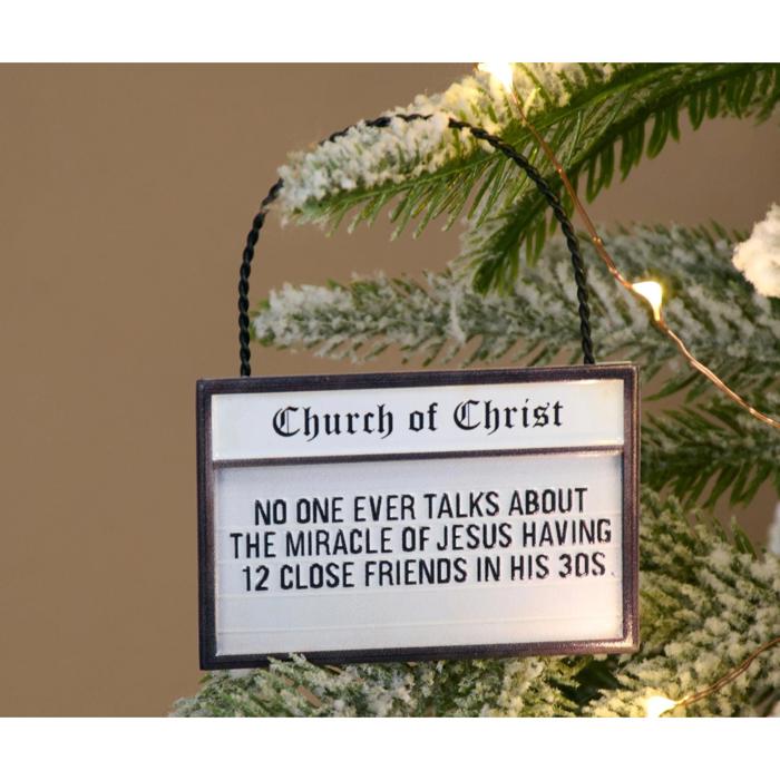 Miracle Of Jesus Ornament | Metal Church Sign Faith Home Decor | 3" x 2" x 0.25"